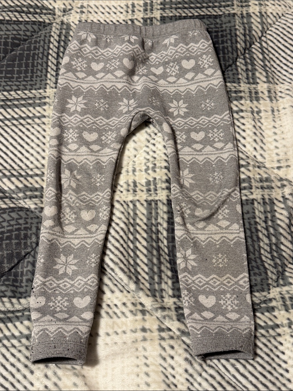 Cozy Grey Fair Isle Kids Leggings